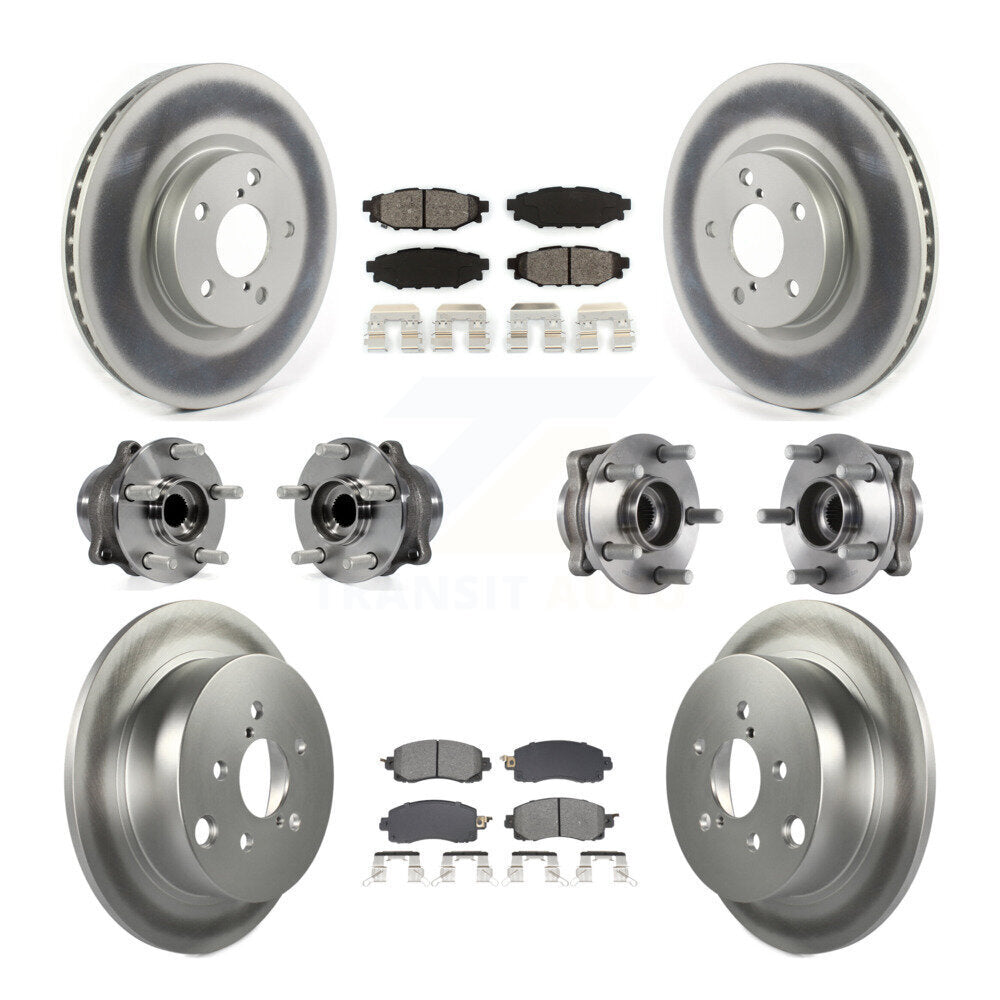 Front Rear Hub Bearings Coated Disc Brake Rotors And Pads Kit (10Pc) For Subaru Impreza KBB-128685