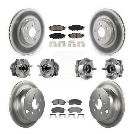 Front Rear Hub Bearings Coated Disc Brake Rotors And Pads Kit (10Pc) For Subaru Impreza KBB-128685