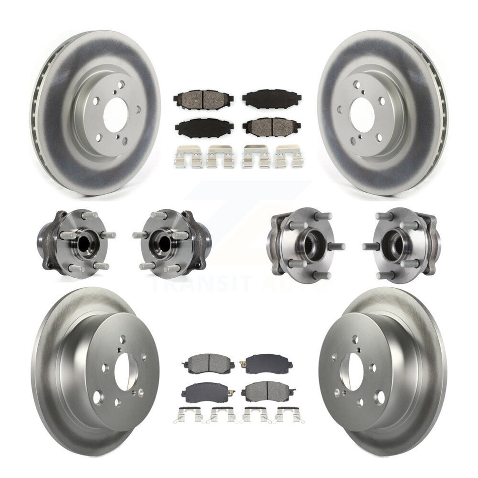 Front Rear Hub Bearings Coated Disc Brake Rotors And Pads Kit (10Pc) For Subaru Impreza KBB-128685