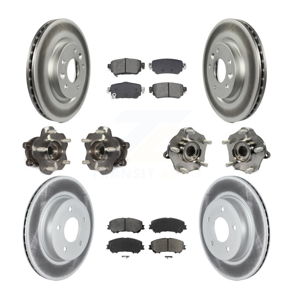 Front Rear Hub Bearing Coated Brake Rotor & Pad Kit (10Pc) For Nissan Rogue Sport Qashqai KBB-128689