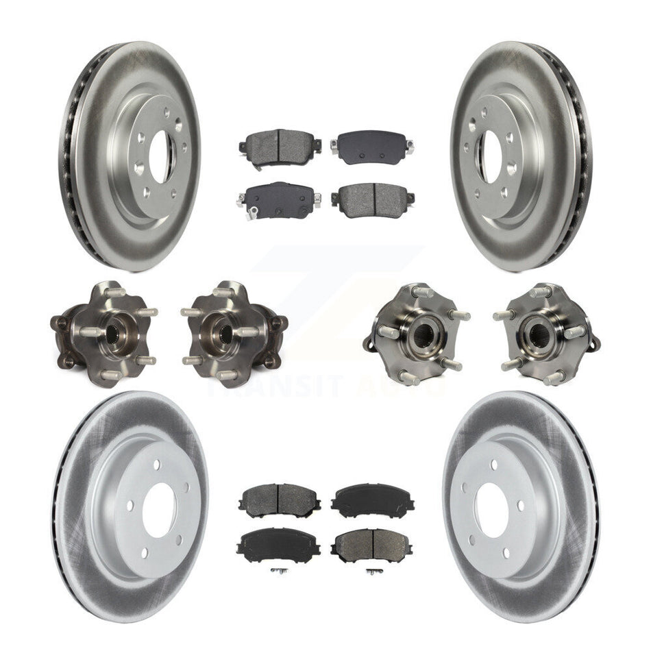 Front Rear Hub Bearing Coated Brake Rotor & Pad Kit (10Pc) For Nissan Rogue Sport Qashqai KBB-128689