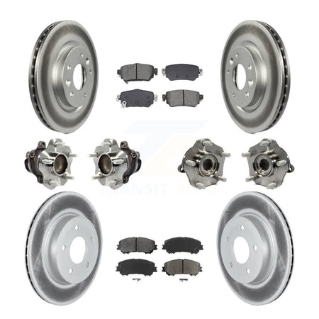 Front Rear Hub Bearing Coated Brake Rotor & Pad Kit (10Pc) For Nissan Rogue Sport Qashqai KBB-128690