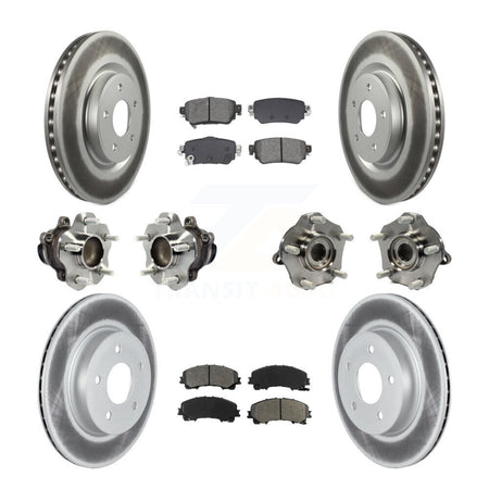Front Rear Hub Bearings Coated Disc Brake Rotors And Pads Kit (10Pc) For Nissan Rogue KBB-128692