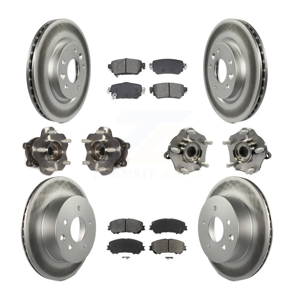 Front Rear Hub Bearing Coat Brake Rotor Pads Kit (10Pc) For Nissan Rogue Sport S with AWD KBB-128693