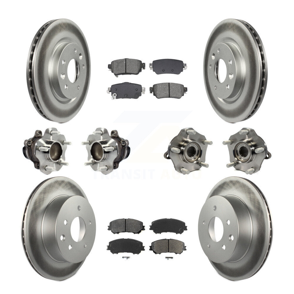 Front Rear Hub Bearing Coat Brake Rotor Pads Kit (10Pc) For Nissan Rogue Sport S with FWD KBB-128694
