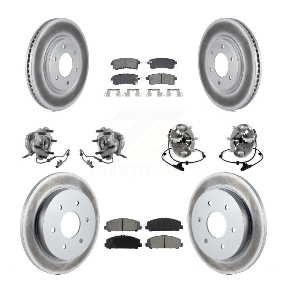 Front Rear Hub Bearing Coat Brake Rotor Pad Kit (10Pc) For Nissan Armada With Solid KBB-128697