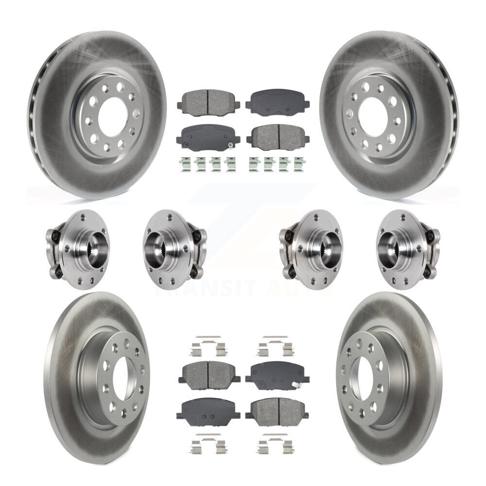 Front Rear Hub Bearing Coated Disc Brake Rotor Pad Kit (10Pc) For Jeep Renegade Fiat 500X KBB-128698