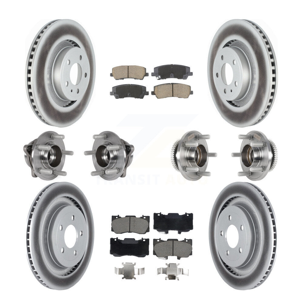 Front Rear Hub Bearings Coated Disc Brake Rotors And Pads Kit (10Pc) For Ford Mustang KBB-128700