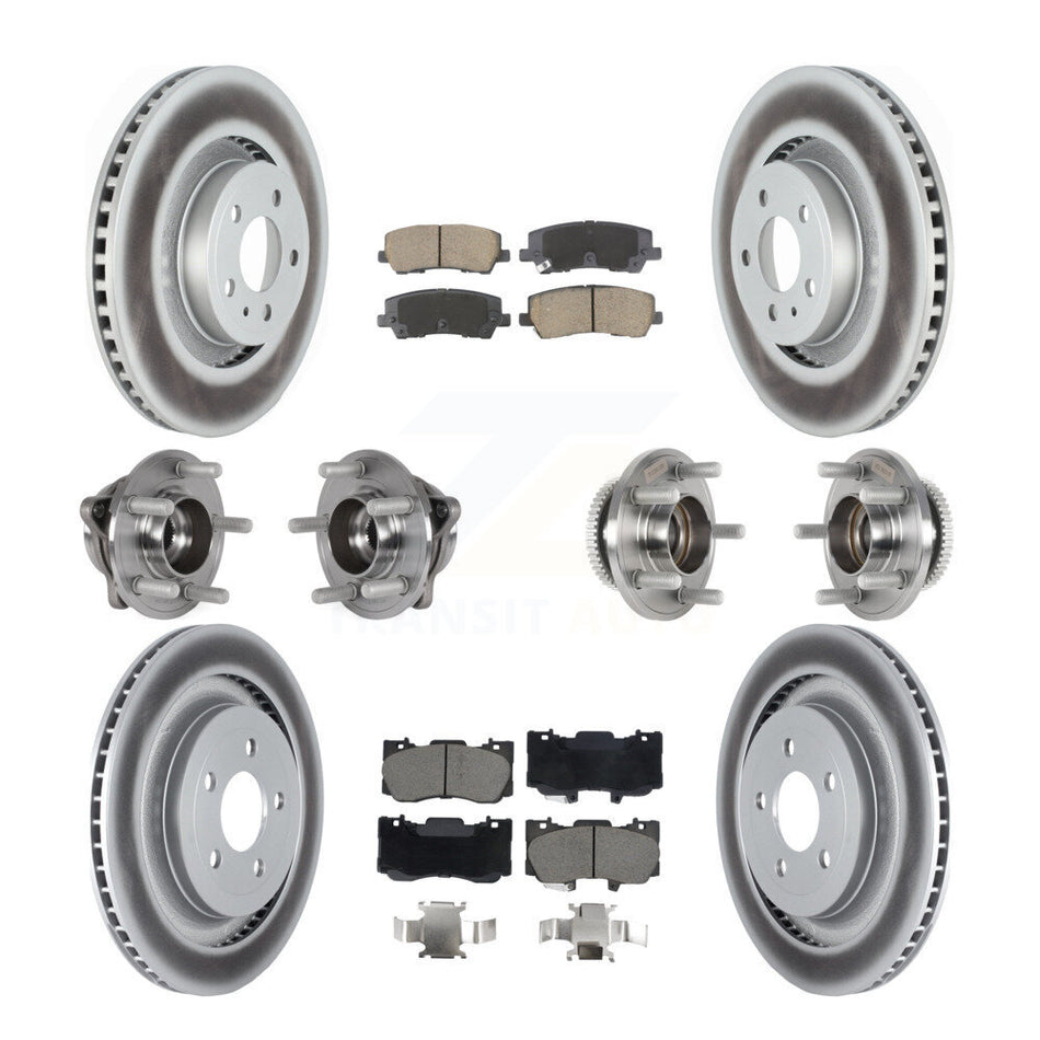 Front Rear Hub Bearings Coated Disc Brake Rotors And Pads Kit (10Pc) For Ford Mustang KBB-128700