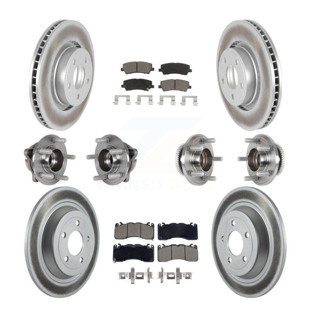 Front Rear Hub Bearing Coat Brake Rotor Pad Kit (10Pc) For 2015 Ford Mustang V6 with 3.7L KBB-128701