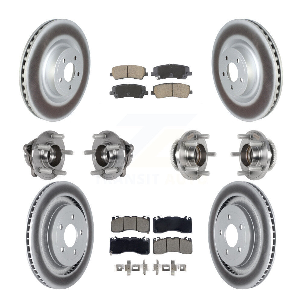 Front Rear Hub Bearings Coated Disc Brake Rotors And Pads Kit (10Pc) For Ford Mustang KBB-128702