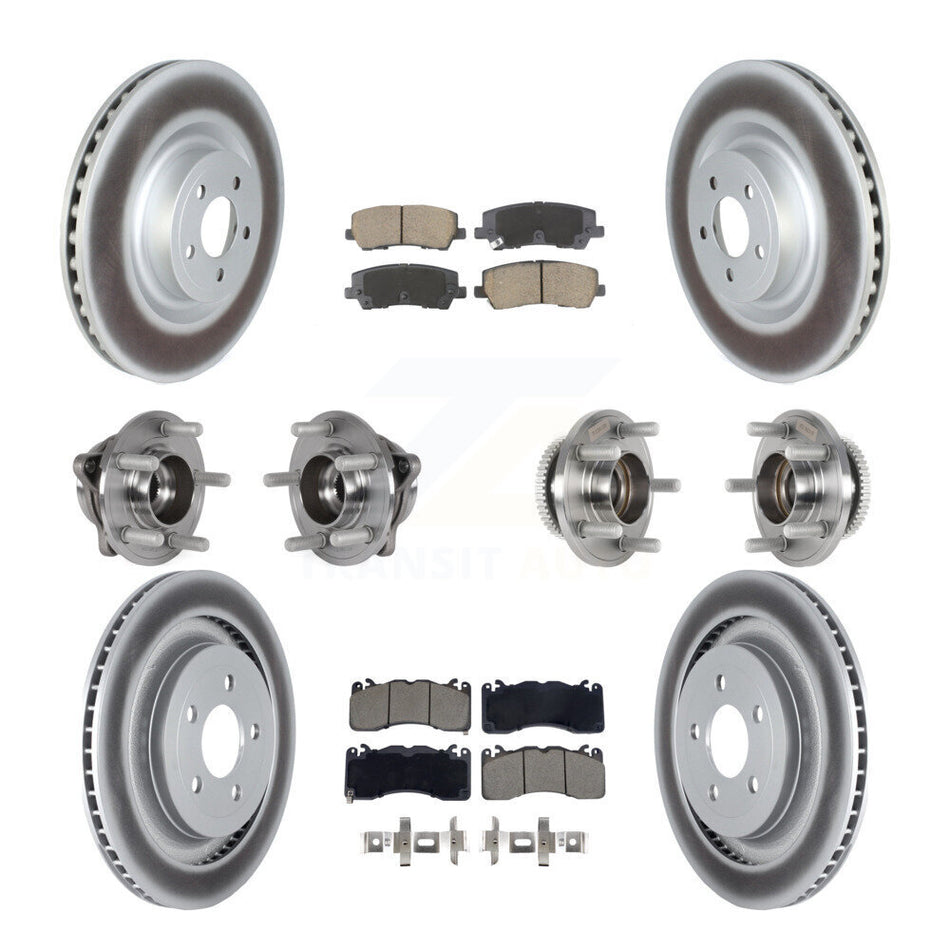 Front Rear Hub Bearings Coated Disc Brake Rotors And Pads Kit (10Pc) For Ford Mustang KBB-128702