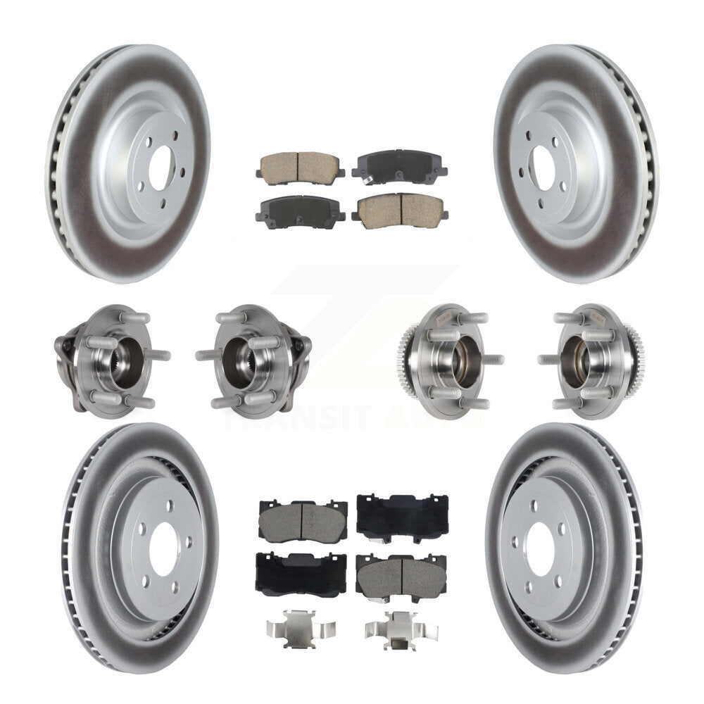 Front Rear Hub Bearings Coated Disc Brake Rotors And Pads Kit (10Pc) For Ford Mustang KBB-128703