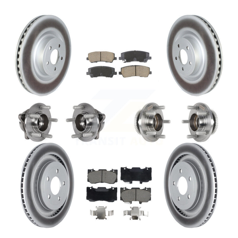 Front Rear Hub Bearings Coated Disc Brake Rotors And Pads Kit (10Pc) For Ford Mustang KBB-128703