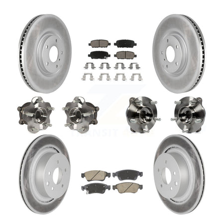 Front Rear Hub Bearings Coated Disc Brake Rotors And Pads Kit (10Pc) For INFINITI G35 Q60 KBB-128710