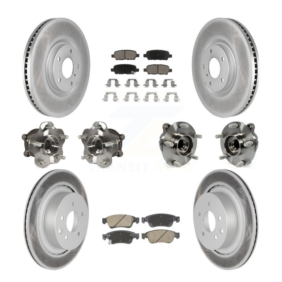 Front Rear Hub Bearings Coated Disc Brake Rotors And Pads Kit (10Pc) For INFINITI G35 Q60 KBB-128711