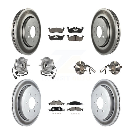 Front Rear Hub Bearing Coated Brake Rotor Pads Kit (10Pc) For Ford Expedition Lincoln RWD KBB-128712