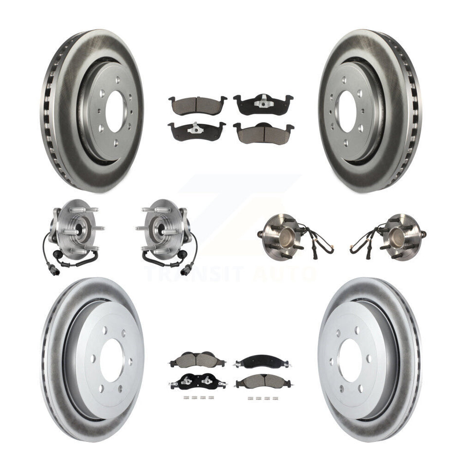 Front Rear Hub Bearing Coated Brake Rotor Pads Kit (10Pc) For Ford Expedition Lincoln RWD KBB-128712