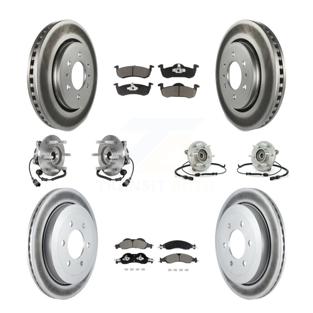 Front Rear Hub Bearing Coated Disc Brake Rotor Pad Kit (10Pc) For Ford Expedition Lincoln KBB-128713