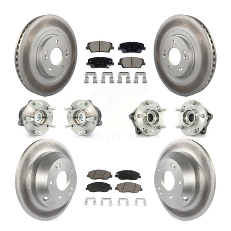 Front Rear Hub Bearing Coated Disc Brake Rotor And Pad Kit (10Pc) For Hyundai Santa Fe XL KBB-128728