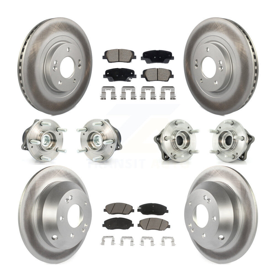 Front Rear Hub Bearing Coated Disc Brake Rotor And Pad Kit (10Pc) For Hyundai Santa Fe XL KBB-128728