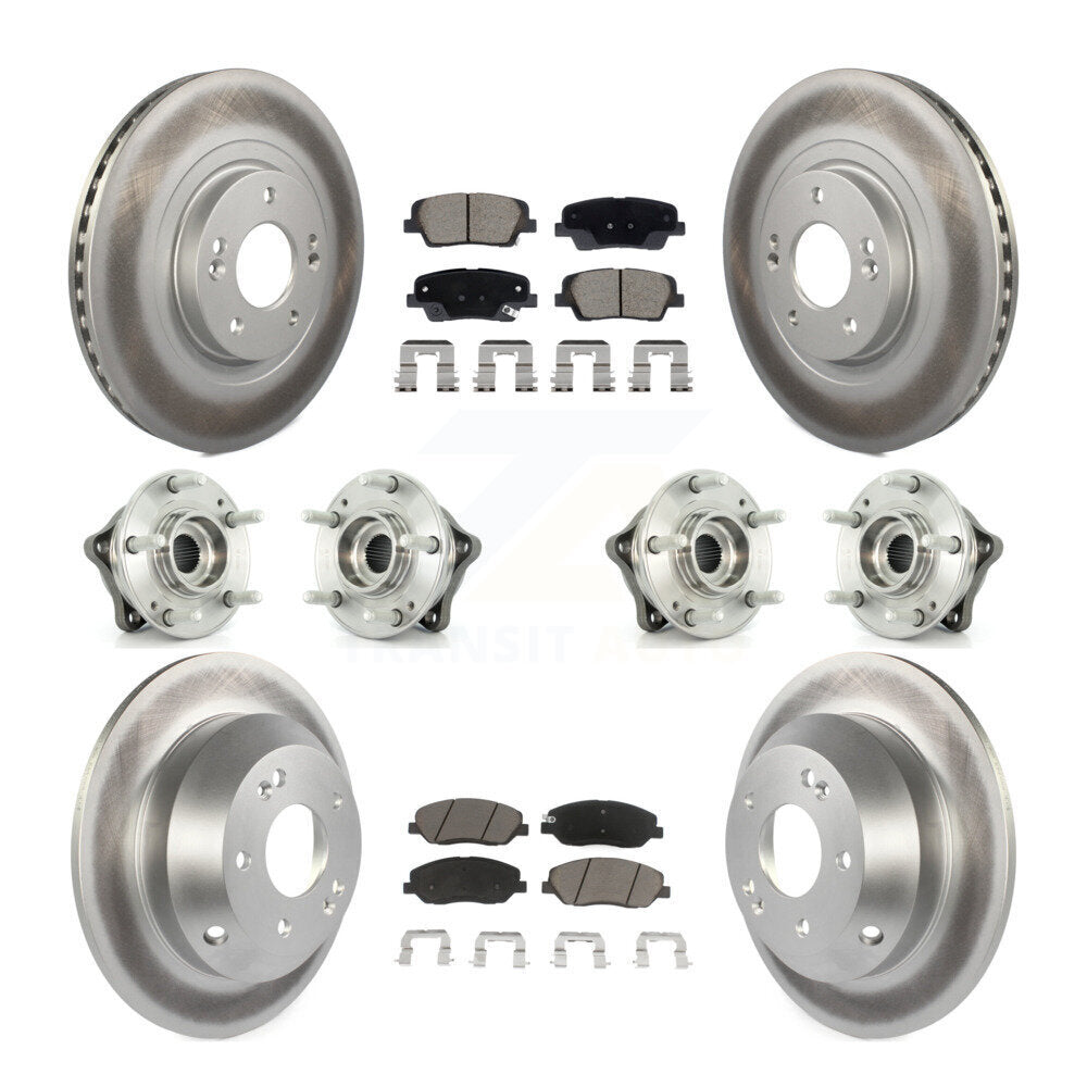 Front Rear Hub Bearing Coated Disc Brake Rotor And Pad Kit (10Pc) For Hyundai Santa Fe XL KBB-128729