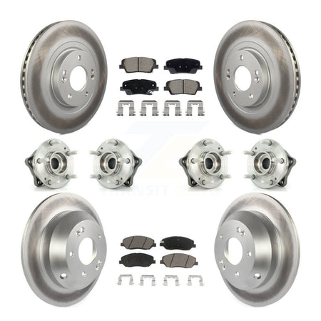 Front Rear Hub Bearing Coated Disc Brake Rotor And Pad Kit (10Pc) For Hyundai Santa Fe XL KBB-128729