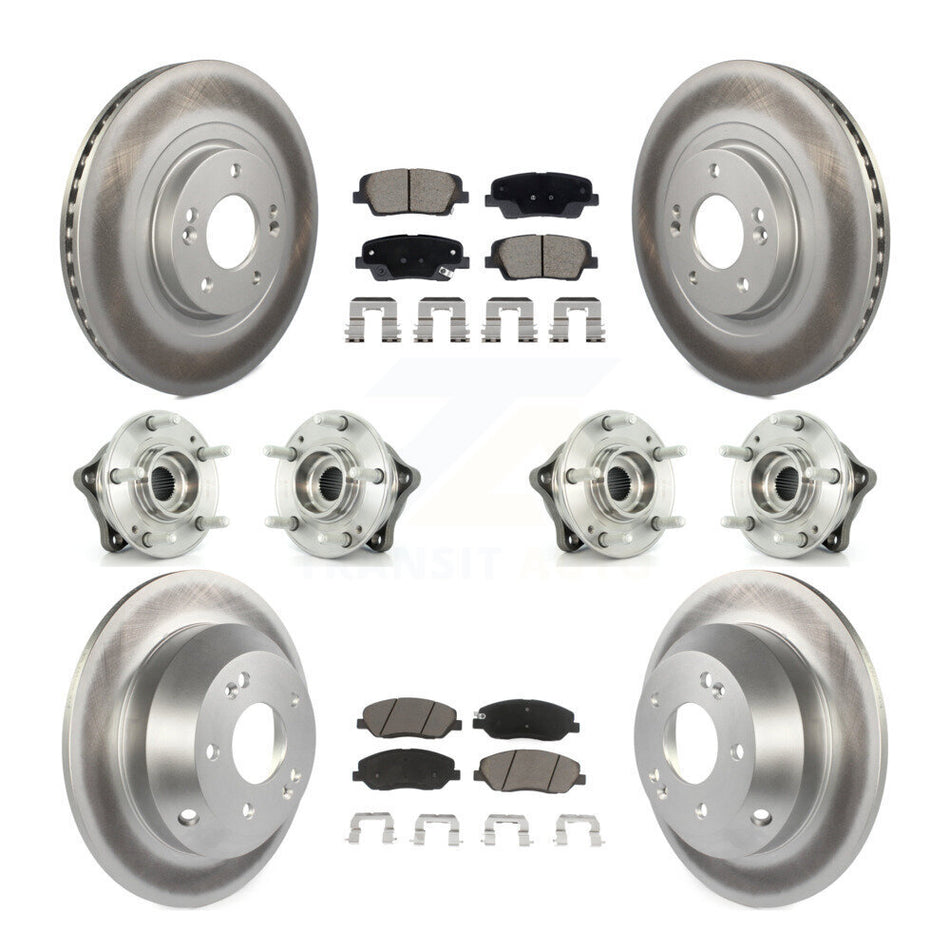 Front Rear Hub Bearing Coated Disc Brake Rotor And Pad Kit (10Pc) For Hyundai Santa Fe XL KBB-128729