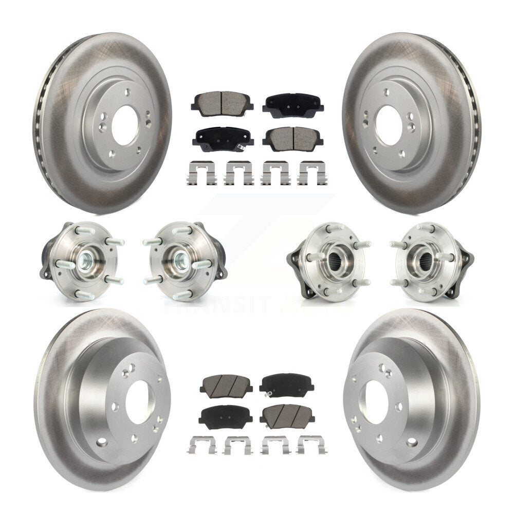 Front Rear Hub Bearing Coated Brake Rotor & Pad Kit (10Pc) For Hyundai Santa Fe Sport Kia KBB-128732