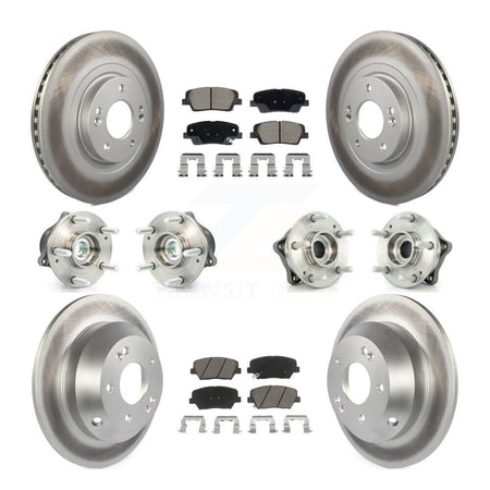 Front Rear Hub Bearing Coated Brake Rotor & Pad Kit (10Pc) For Hyundai Santa Fe Sport Kia KBB-128732