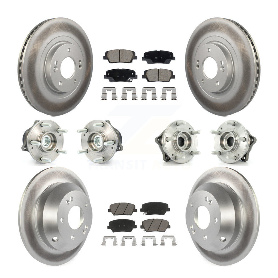 Front Rear Hub Bearing Coated Brake Rotor & Pad Kit (10Pc) For Hyundai Santa Fe Sport Kia KBB-128732