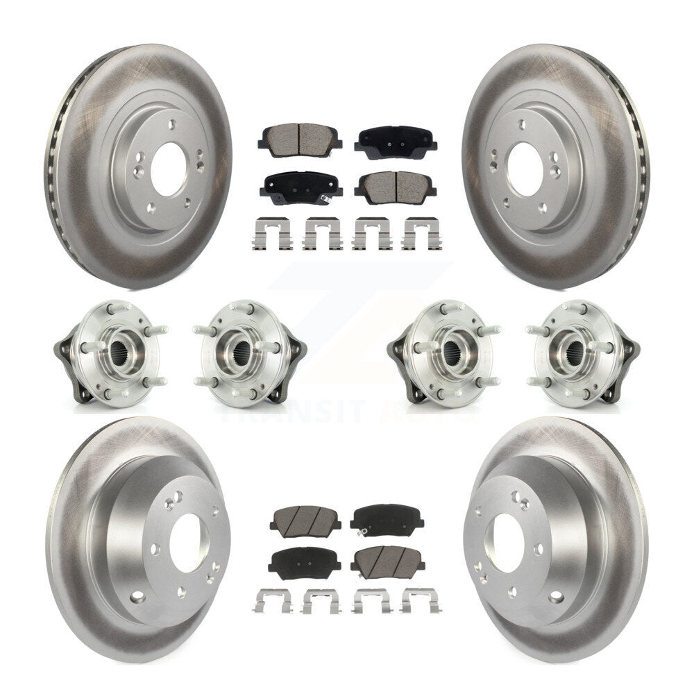 Front Rear Hub Bearing Coated Brake Rotor & Pad Kit (10Pc) For Hyundai Santa Fe Sport Kia KBB-128733