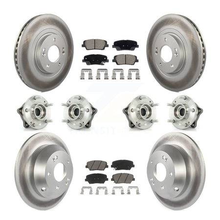 Front Rear Hub Bearing Coated Brake Rotor & Pad Kit (10Pc) For Hyundai Santa Fe Sport Kia KBB-128733