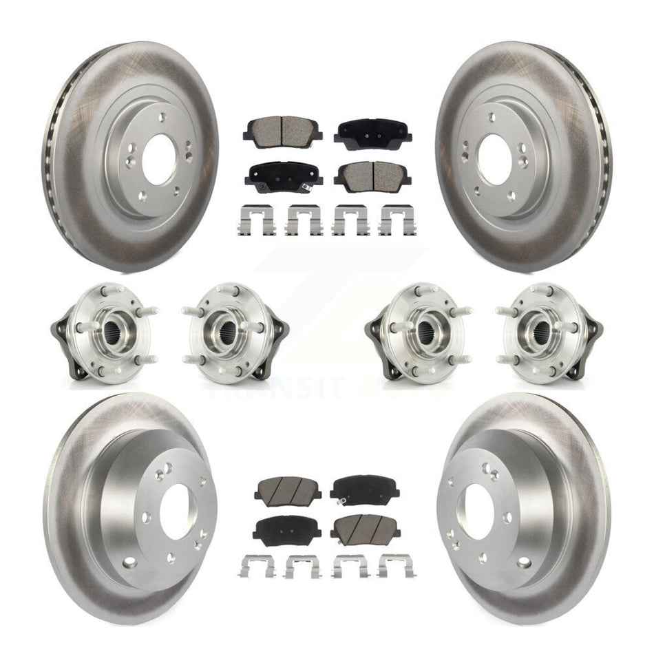 Front Rear Hub Bearing Coated Brake Rotor & Pad Kit (10Pc) For Hyundai Santa Fe Sport Kia KBB-128733
