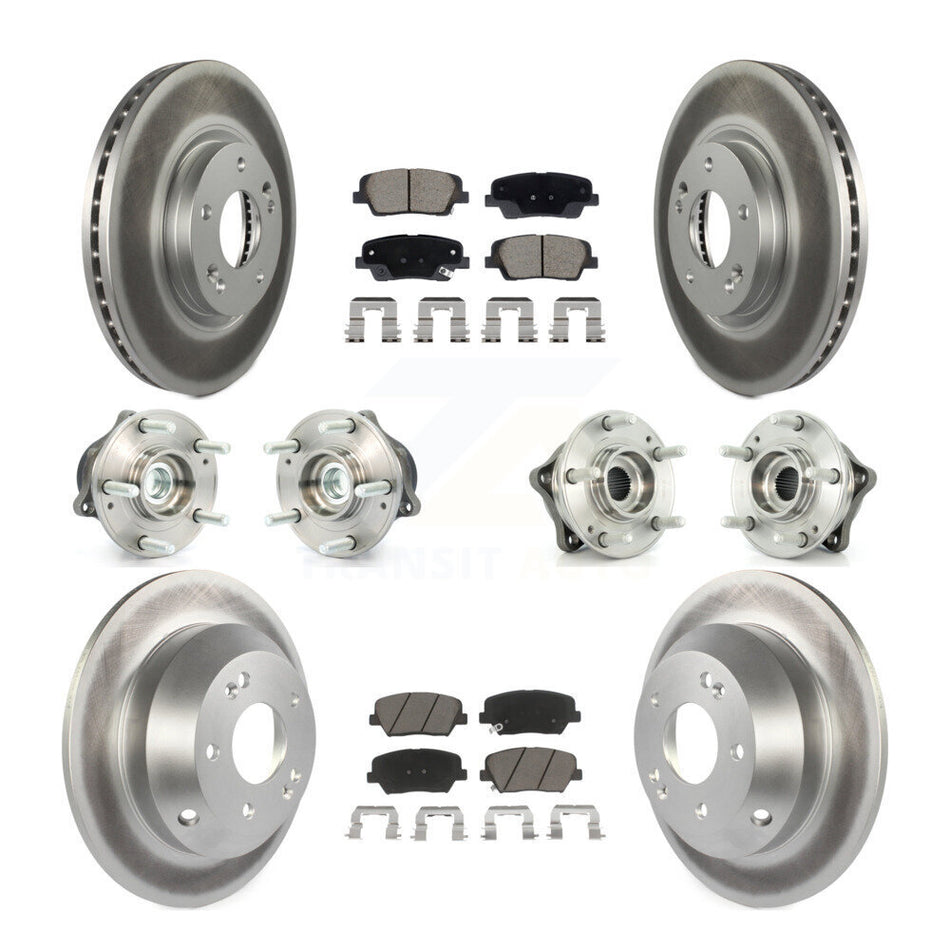 Front Rear Hub Bearing Coated Brake Rotor Pad Kit (10Pc) For Hyundai Santa Fe Kia Sorento KBB-128736