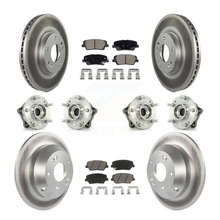 Front Rear Hub Bearing Coated Brake Rotor Pad Kit (10Pc) For Hyundai Santa Fe Kia Sorento KBB-128737
