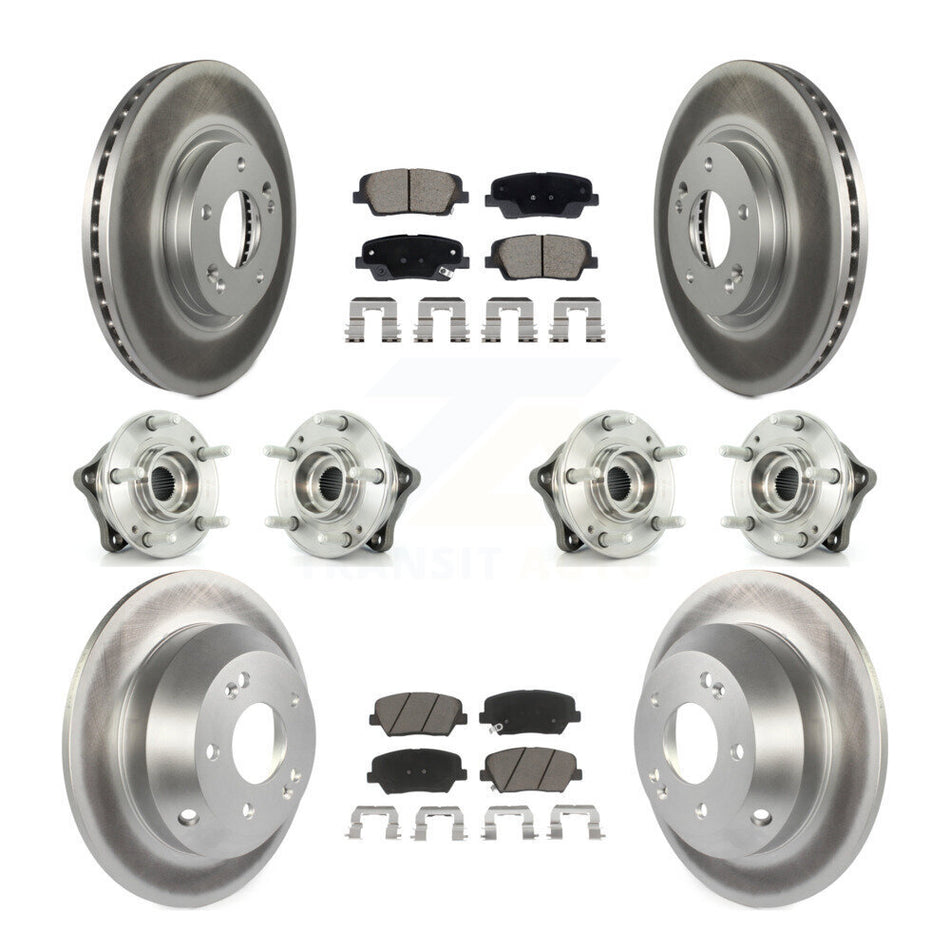 Front Rear Hub Bearing Coated Brake Rotor Pad Kit (10Pc) For Hyundai Santa Fe Kia Sorento KBB-128737