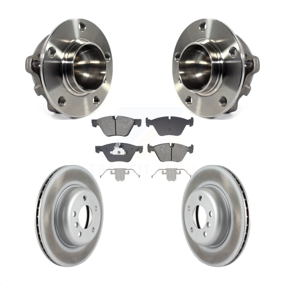 Front Hub Bearing Assembly Coated Disc Brake Rotor And Semi-Metallic Pad Kit For BMW 528i KBB-128740