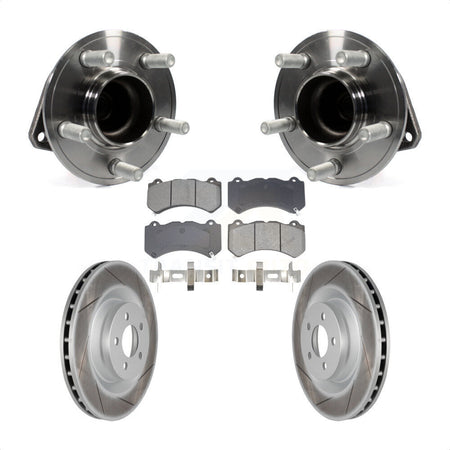 Front Hub Bearing Assembly Coated Disc Brake Rotor & Pad Kit For Dodge Challenger Charger KBB-128750