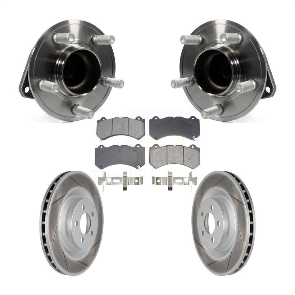 Front Hub Bearing Assembly Coated Disc Brake Rotor & Pad Kit For Dodge Challenger Charger KBB-128750
