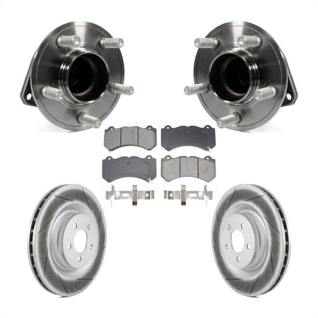 Front Hub Bearing Assembly Coated Disc Brake Rotor & Pad Kit For Dodge Challenger Charger KBB-128751