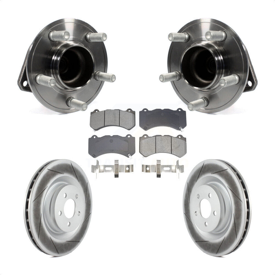Front Hub Bearing Assembly Coated Disc Brake Rotor & Pad Kit For Dodge Challenger Charger KBB-128751