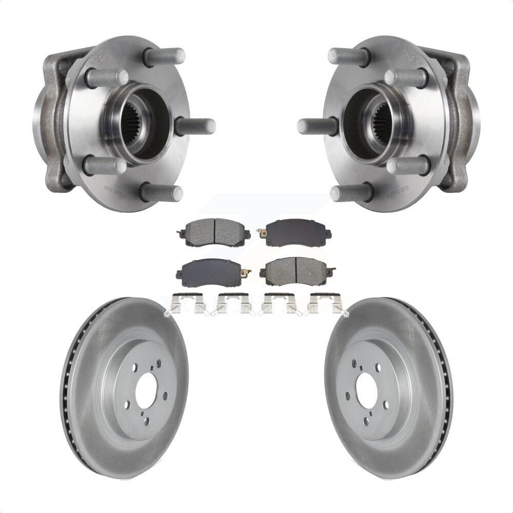 Front Hub Bearing Assembly Coated Disc Brake Rotor & Pad Kit For Subaru Crosstrek Impreza KBB-128755