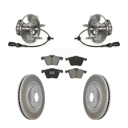Front Hub Bearing Assembly Coated Disc Brake Rotor & Pad Kit For Jaguar XF XJ XK Super V8 KBB-128773