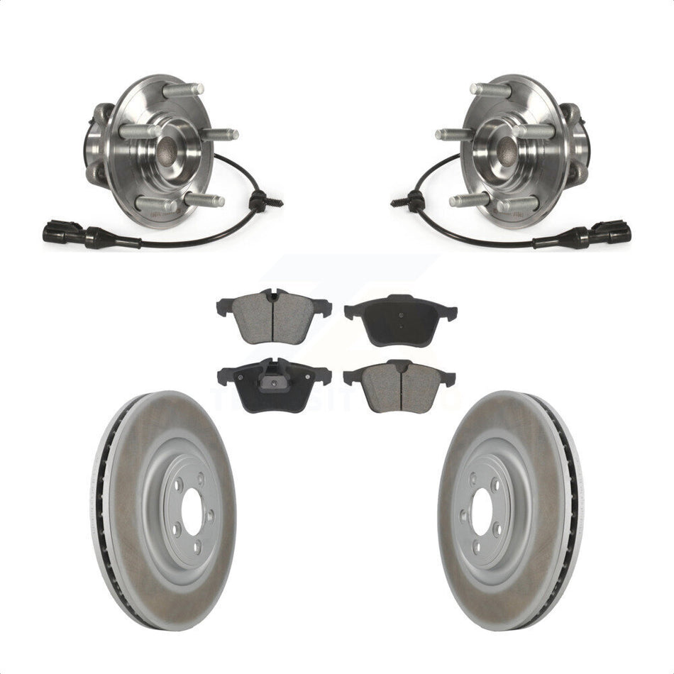 Front Hub Bearing Assembly Coated Disc Brake Rotor & Pad Kit For Jaguar XF XJ XK Super V8 KBB-128773