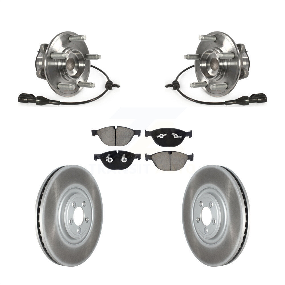 Front Hub Bearing Coated Brake Rotor & Pads Kit For Jaguar XF XJ XKR XFR XKR-S XJR XJR575 KBB-128774
