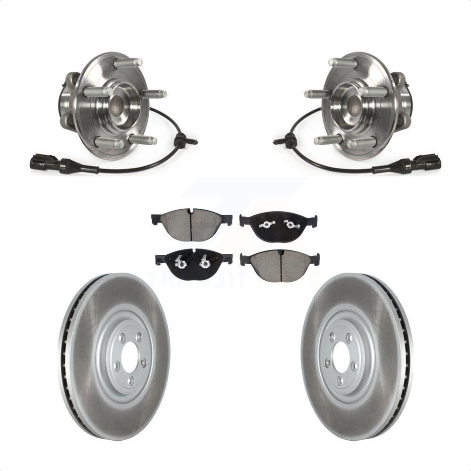 Front Hub Bearing Coated Brake Rotor & Pads Kit For Jaguar XF XJ XKR XFR XKR-S XJR XJR575 KBB-128774