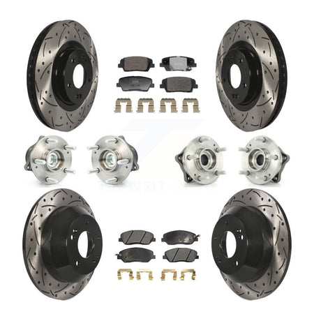 Front Rear Hub Bearing Coated Disc Brake Rotor And Pad Kit (10Pc) For Hyundai Santa Fe XL KBB-128803