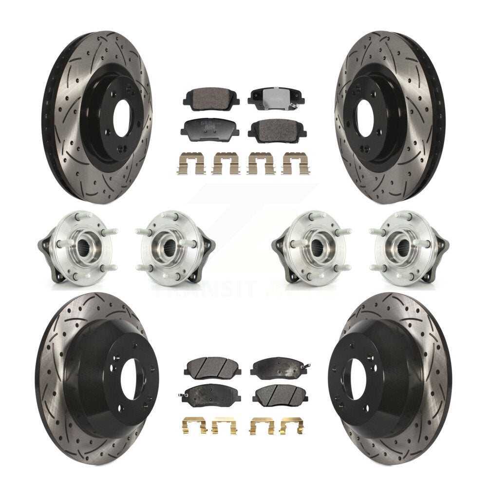 Front Rear Hub Bearing Coated Disc Brake Rotor And Pad Kit (10Pc) For Hyundai Santa Fe XL KBB-128804