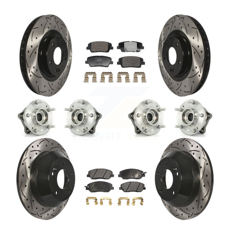 Front Rear Hub Bearing Coated Disc Brake Rotor And Pad Kit (10Pc) For Hyundai Santa Fe XL KBB-128804